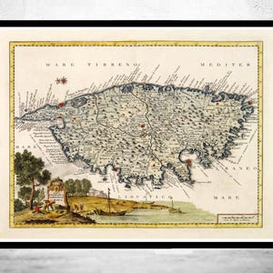 Old Map of Corsica Isle de Corse 1740  | Vintage Map Wall Art Print | Large Map Print | Home Decor Wall Art