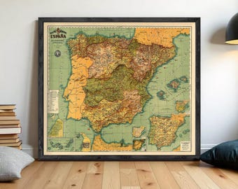 Old Map of Spain 1900 Vintage Map | Wall Map Print