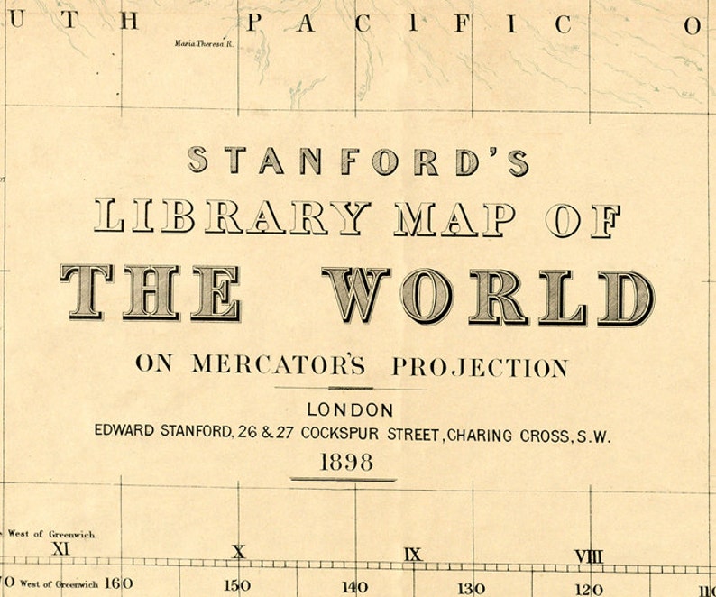 Beautiful World Map Vintage Atlas 1898 Mercator projection World Map Gifts World Map Print Vintage World Map World Map Wall Art image 7