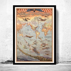 Vintage War Poster safeguarding our american liberty  | Vintage Map Wall Art Print | Large Poster Print | Home Decor Wall Art