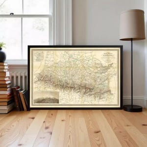 Old Map of Pyrenees Pirineus 1851 France Spain Vintage Map | Wall Map Print