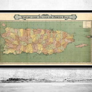 Old Map of Puerto Rico Island 1915 Vintage Map | Vintage Map Wall Art Print | Large Map Print | Home Decor Wall Art