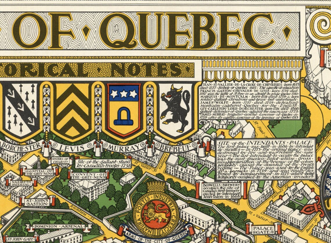 Old Map of Quebec City Canada 1932 Vintage Map Vintage Etsy