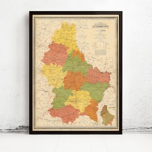 Old Map of Luxembourg Luxemburg 1886 Vintage Map | Vintage Map Wall Art Print | Large Map Print | Home Decor Wall Art