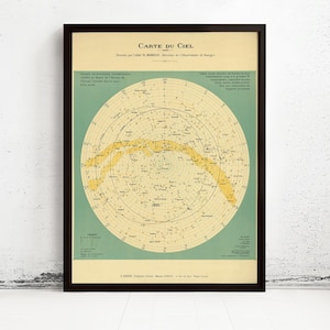 Old Celestial Map 1937 Carte Du Ciele Sky Constellation | Vintage Map Wall Art Print | Large Poster Print | Home Decor Wall Art