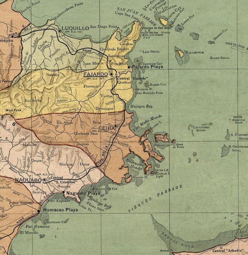 Old Map of Puerto Rico Island 1915 Vintage Map | Wall Map Print image 4