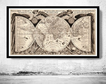 Old World Map 1630 Antique Atlas Map Vintage Map | World Map Gifts World Map Print | Vintage World Map | World Map Wall Art