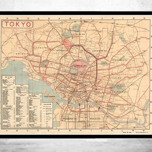 Old Map of Tokyo 1920 Japan Vintage Map Tokyo | Vintage Map Wall Art Print | Large Map Print | Home Decor Wall Art