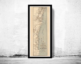 Old Map of New South Wales Australia 1912 Vintage Tourist Map | Vintage Poster Wall Art Print | Wall Map Print |  Old Map Print