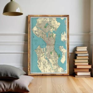 Seattle Washington Vintage Map 1924 | Antique City Wall Décor Art Print