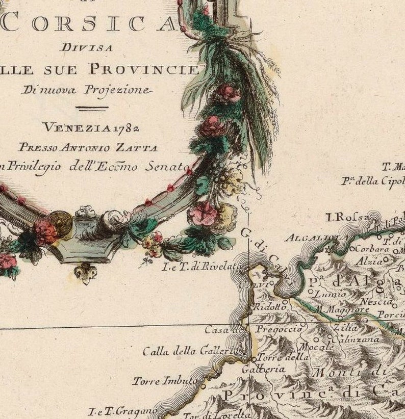 Old Map of Corsica Isle de Corse 1782 Vintage Map Vintage Poster Wall Art Print Wall Map Print Old Map Print image 2