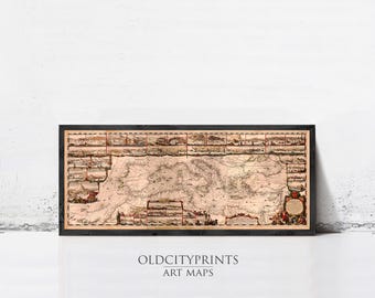 Mediterranean Sea Vintage Map 1693  | Antique Wall Art Décor Print