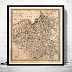 Old Map of Poland 1820 Vintage Map | Vintage Map Wall Art Print | Large Map Print | Home Decor Wall Art