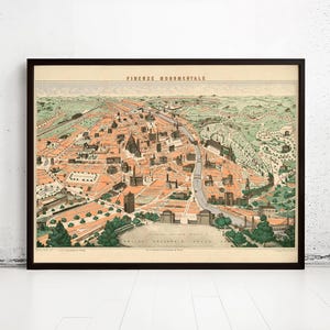 Old Map of Florence Firenze Monumentale 1910  | Vintage Map Wall Art Print | Large Map Print | Home Decor Wall Art