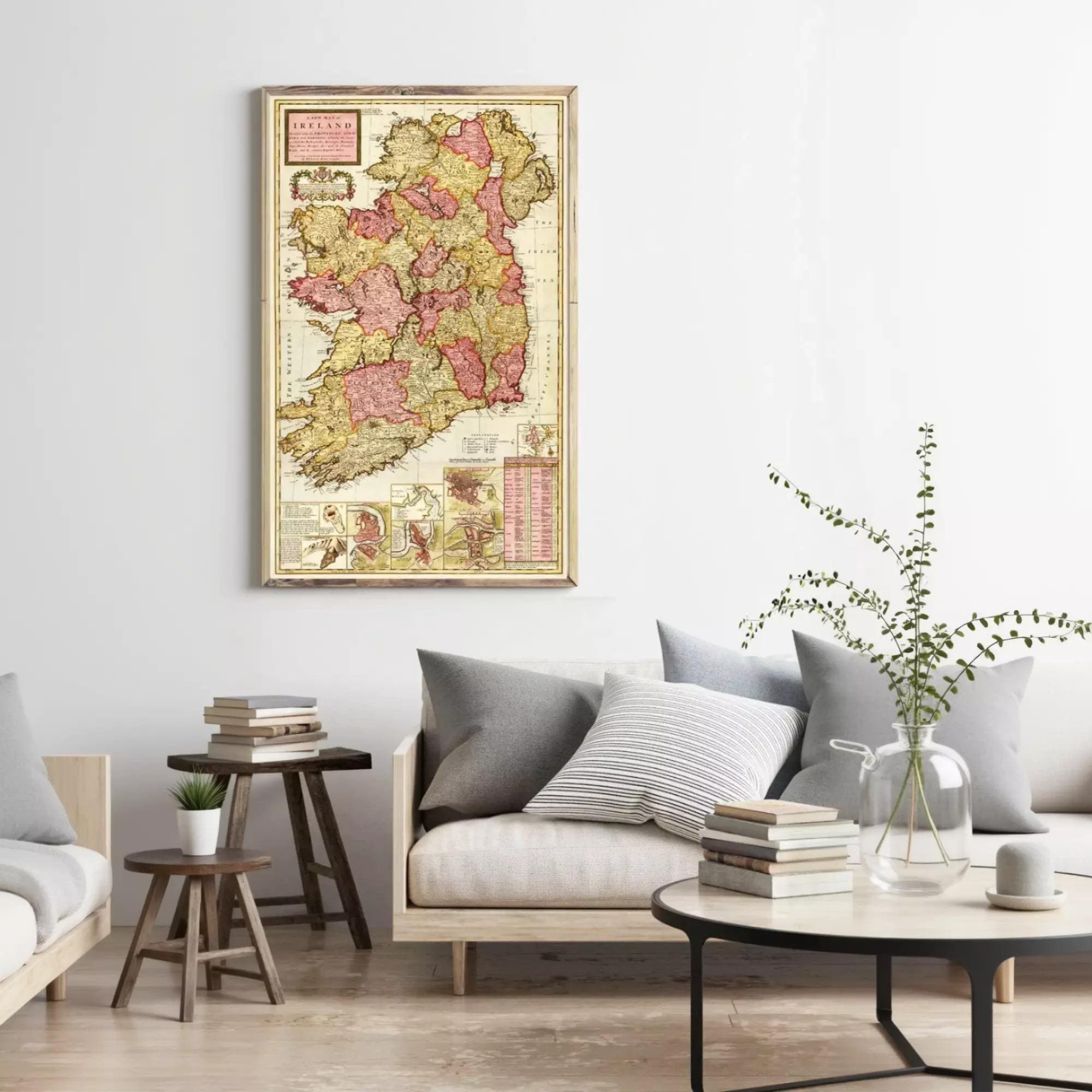 Rustic Irish Map Vintage Map of Ireland 1740 | Antique Wall Decor Art Irish Print - Etsy ...