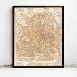 Old Map of Vienna Austria 1928 Vintage Map | Vintage Map Wall Art Print | Large Map Print | Home Decor Wall Art