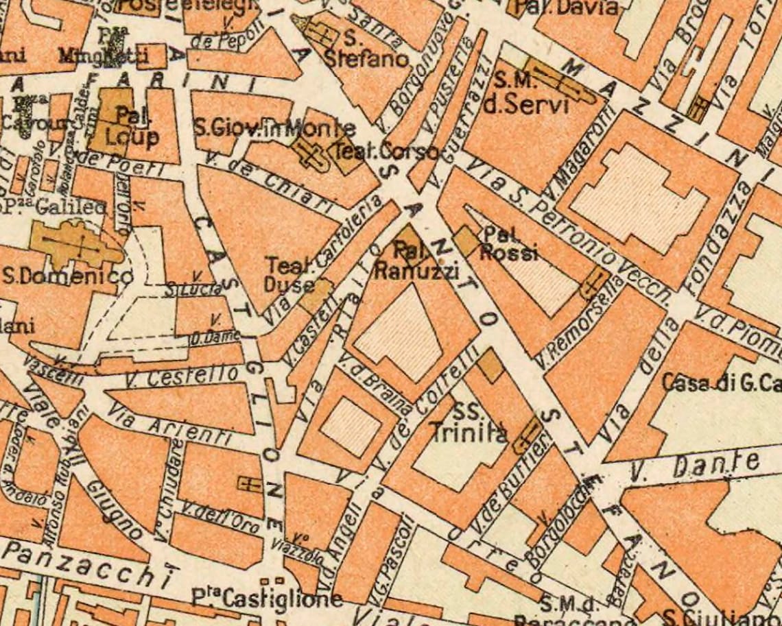 Oude kaart van Bologna 1930 Vintage Poster Wall Art Print Etsy Nederland