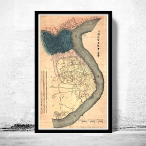 Old Map of Shanghai 1884 China Vintage Map | Vintage Map Wall Art Print | Large Map Print | Home Decor Wall Art