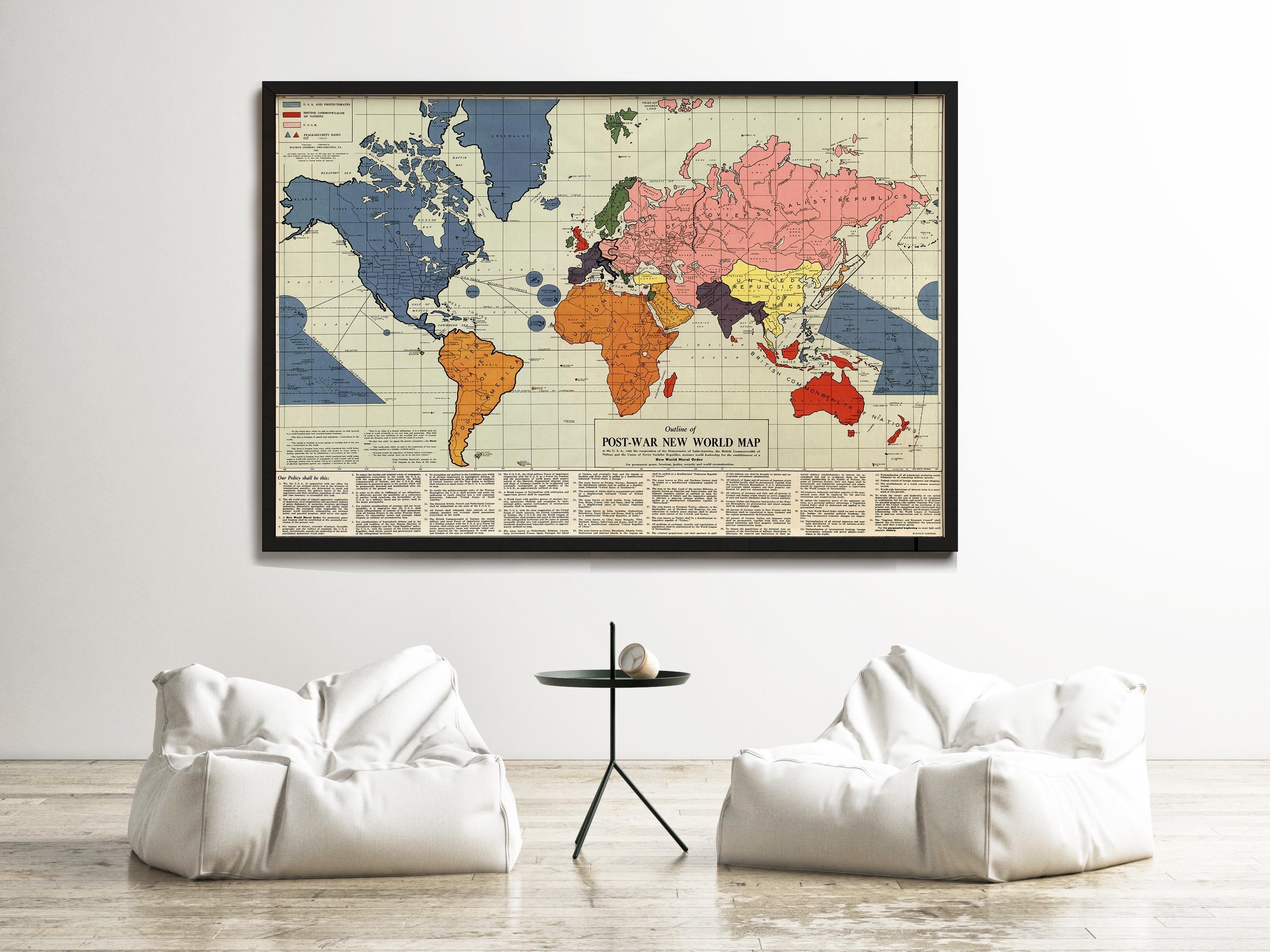 Old World Map infamous New World Order 1942 Vintage WW2 map
