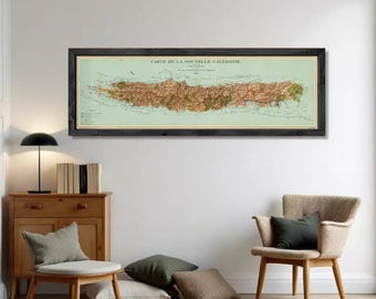 Old Map New Caledonia 1884 Vintage Wall Art Print