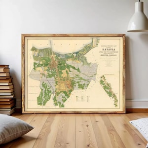 Old Map of Jakarta Batavia Indonesia 1876 | Wall Map Print