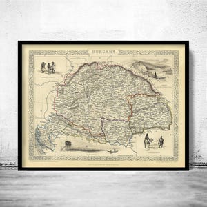 Old Map of Hungary 1851 Vintage Map | Vintage Map Wall Art Print | Large Map Print | Home Decor Wall Art