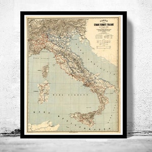 Old Map of Italy 1891 italia  | Vintage Poster Wall Art Print | Wall Map Print |  Old Map Print