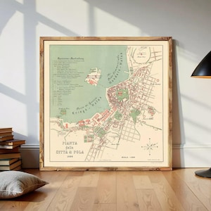 Old Map of Pola Pula 1898 Croatia Vintage Map | Wall Map Print