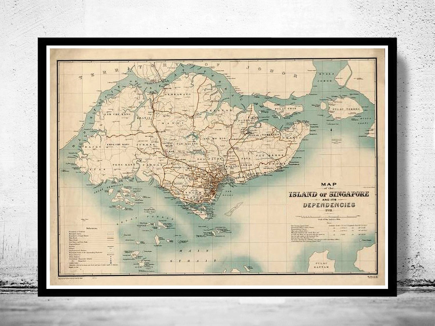 Singapore Map Old And New Old Map Of Singapore Island 1911 Vintage Poster Wall Art | Etsy
