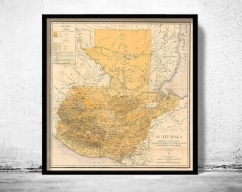 Old Map of Guatemala 1902 Vintage Map | Vintage Map Wall Art Print | Large Map Print | Home Decor Wall Art