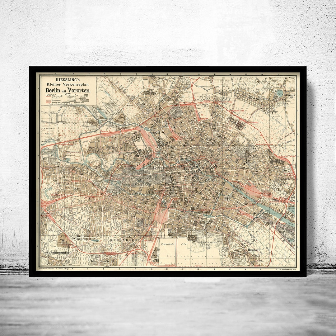 Old Map of Berlin Germany 1904 Vintage Map Vintage Poster Wall Art ...