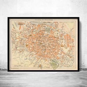 Old Map of Bologna Italy 1930 Vintage Map Bologna | Vintage Poster Wall Art Print | Wall Map Print | Old Map Print