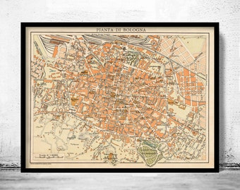Old Map of Bologna Italy 1930 Vintage Map Bologna | Vintage Poster Wall Art Print | Wall Map Print | Old Map Print
