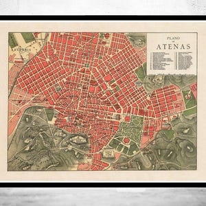 Old Map of Athens Greece 1900  | Vintage Map Wall Art Print | Large Map Print | Home Decor Wall Art