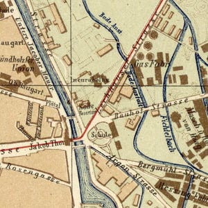 Old Map of Augsburg, Bavaria Germany 1888 | Vintage Poster Wall Art ...