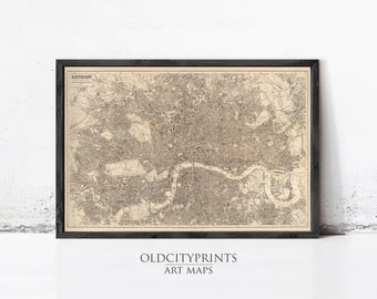 Beautiful Vintage Map of London England 1894 Old Map London | Wall Map Print