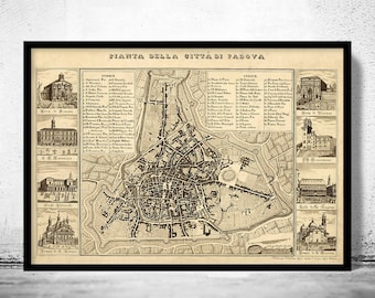 Old Map of Padua Padova Italy 1840 Vintage Map | Vintage Poster Wall Art Print | Wall Map Print | Old Map Print