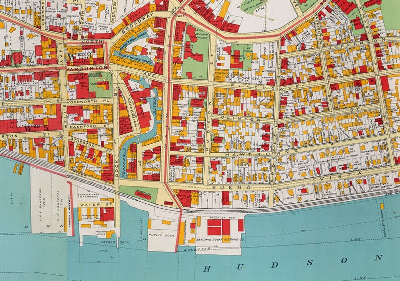 Old Map of Yonkers City 1893 Vintage Map Vintage Poster Wall Etsy
