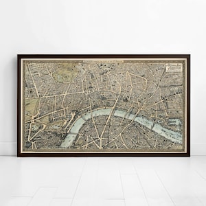 Old Map of London 1892 Birdseye View London Vintage Map | Vintage Map Wall Art Print | Large Map Print | Home Decor Wall Art