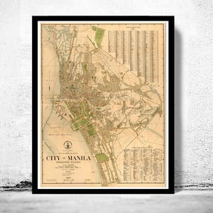 Old Map of Manila Philippines 1920 Vintage Map | Vintage Map Wall Art Print | Large Map Print | Home Decor Wall Art