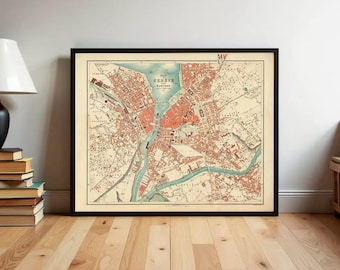 Old Map of Geneve Switzerland 1908 Vintage Map | Wall Map Print