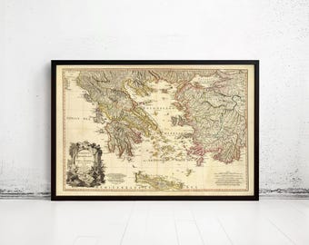 Old Map of Greece 1791 Vintage map  | Vintage Map Wall Art Print | Large Map Print | Home Decor Wall Art