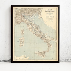 Old Map of Italy 1891 Italia Vintage Map | Vintage Map Wall Art Print | Large Map Print | Home Decor Wall Art