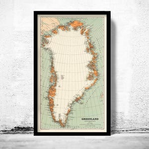 Old Map of Greenland Groenland 1929 Vintage Map | Vintage Map Wall Art Print | Large Map Print | Home Decor Wall Art