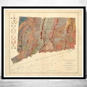 Old Map Connecticut State 1906 Vintage Map | Vintage Map Wall Art Print | Large Map Print | Home Decor Wall Art