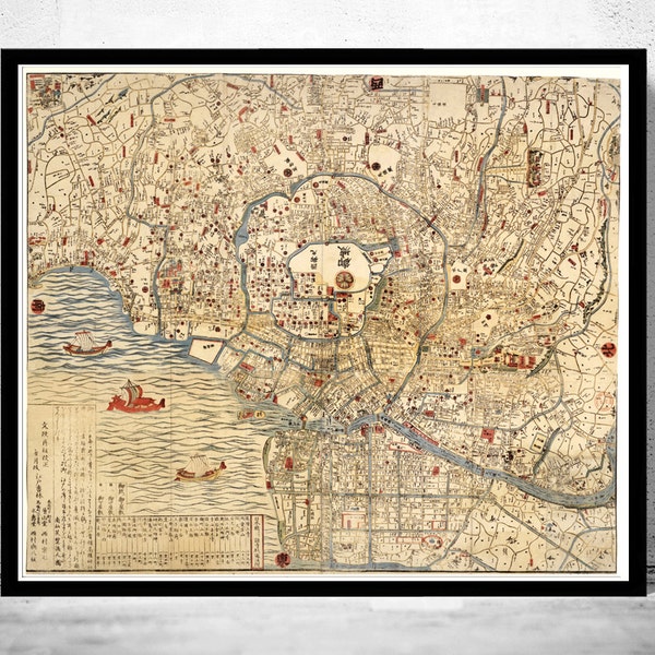 Alte Landkarte von Tokyo Japan 1820 Vintage Landkarte | Vintage Poster Wand Kunst Druck | Wall Map Print | Alte Landkarte Print