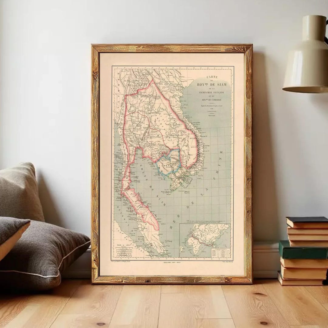 Old Map of Thailand Old Siam 1869 Vintage Map | Wall Map Print - Etsy