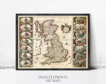 1906 年のイギリス諸島のアンティーク地図、グレート ブリテンおよび