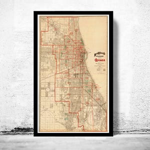 Old vintage map of Chicago 1893, United States of America  | Vintage Map Wall Art Print | Large Map Print | Home Decor Wall Art