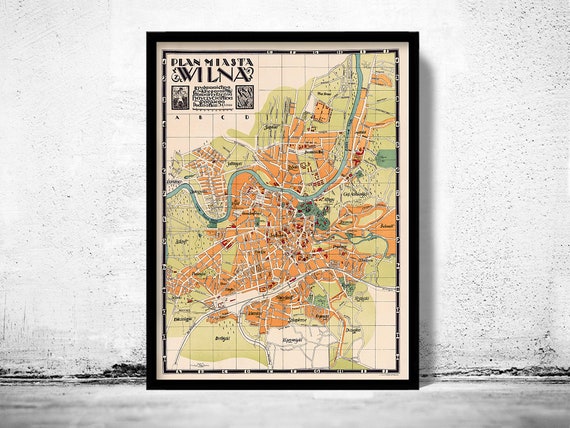 Alte Karte Von Vilnius Litauen Vintage Poster Wand Etsy